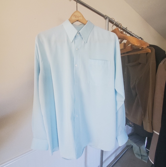 Vintage button down dress shirt light blue men's wear - Picture 2 of 8